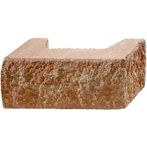 Bruchsteinmauer Pfeilerelement in Sandsteinoptik, halbes Element für Mauersysteme.