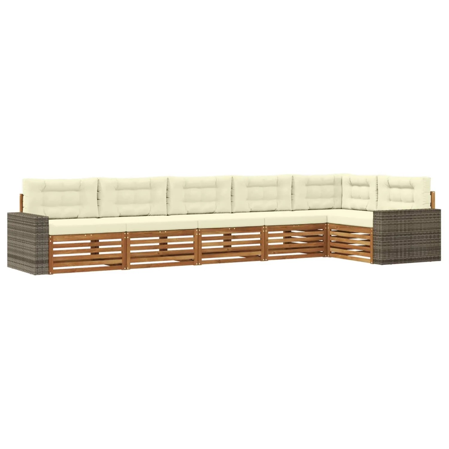 vidaXL Outdoor-Sofagarnitur 6 Stk Natur und Creme 402 x 172,5 x 73 cm 3383428