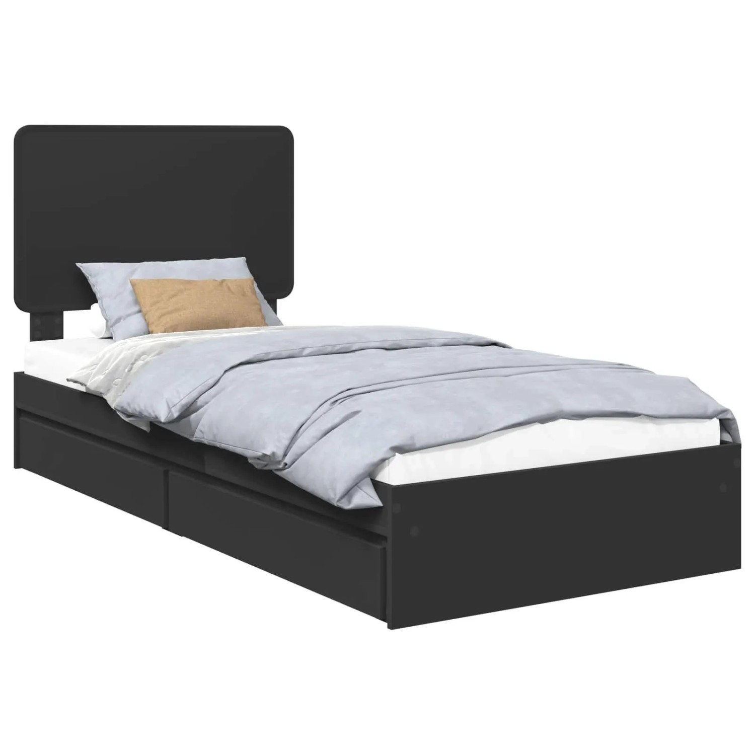 vidaXL Stauraumbett Schwarz 75 x 190 cm Holzwerkstoff 3412736 günstig online kaufen