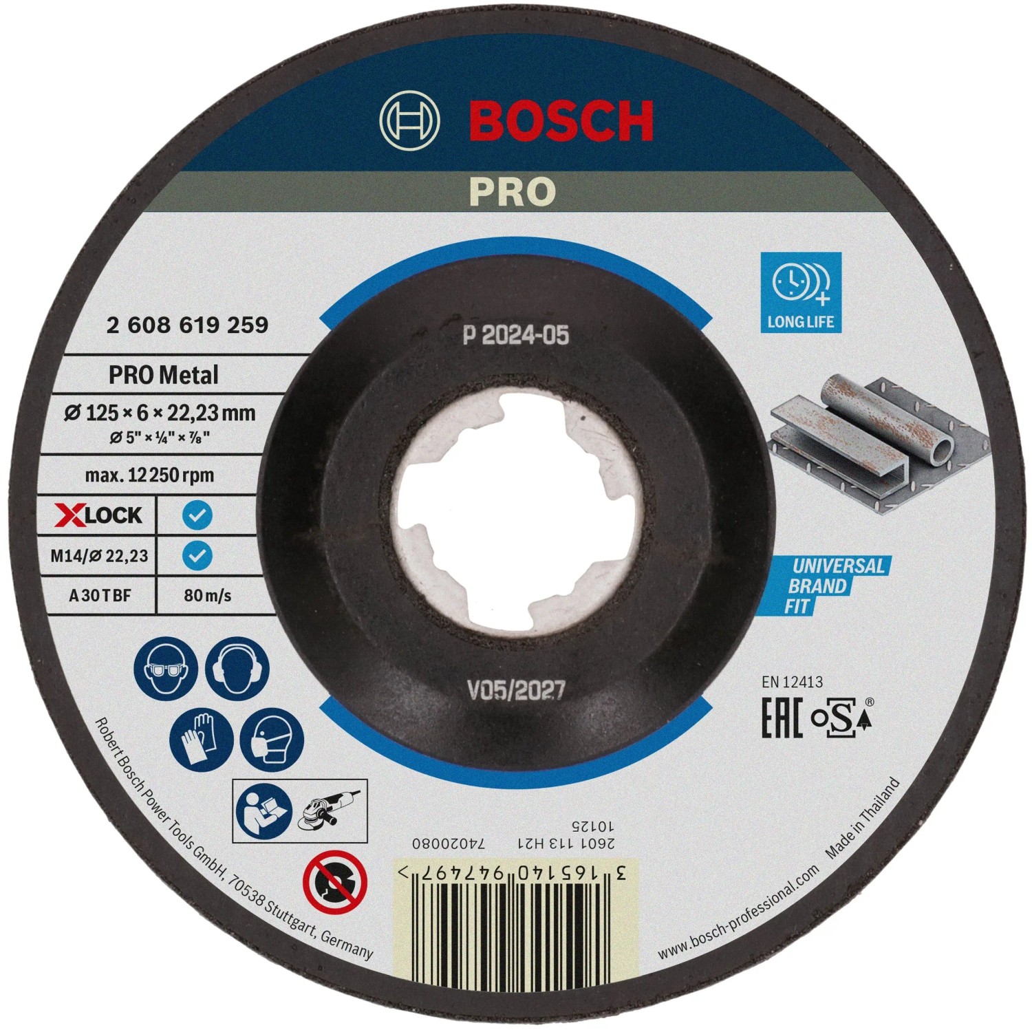 Bosch Accessories 2608619259 Schruppscheibe gekröpft Durchmesser 125 mm Bohrungs-Ø 22.23 mm 1 St.