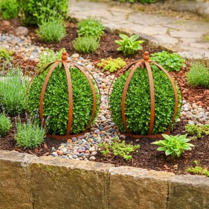 Relaxdays Staudenhalter Corten-Stahl Rotbraun Rostoptik 2er Set 35 cm x 30 cm