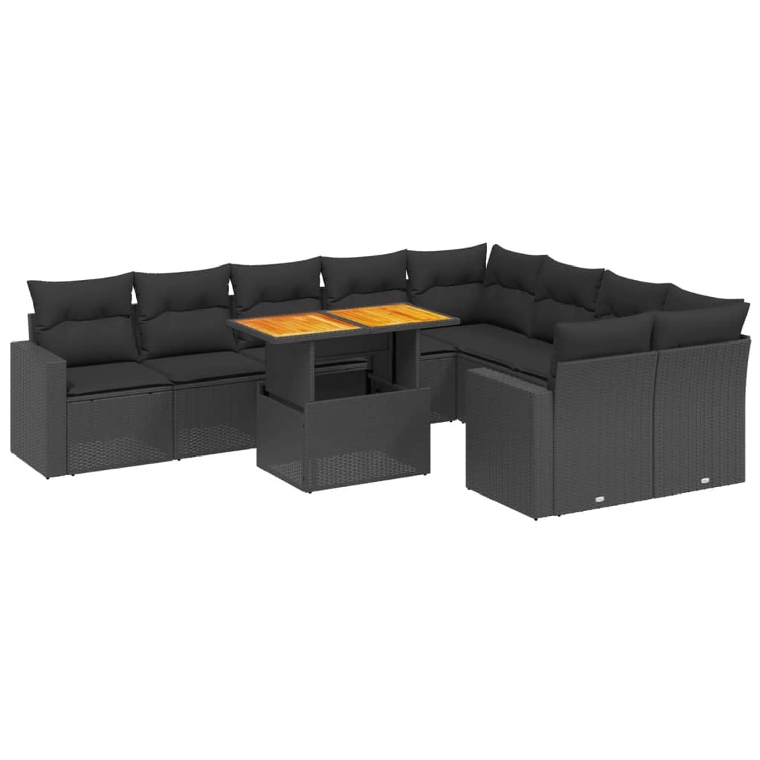vidaXL 10-Tlg Garten-Sofagarnitur mit Kissen Schwarz Poly Rattan 3271468 günstig online kaufen