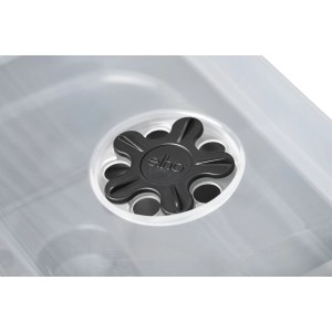 Detailaufnahme der Elho Anzuchtschale Green Basics in Schwarz, Fokus auf Wasserspeicher.