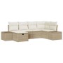 Beiges 6-teiliges vidaXL Garten-Sofa-Set aus Polyrattan mit Kissen und Stauraum.