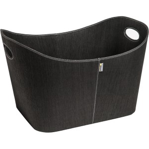 Schwarzer Aduro Holzkorb Baseline aus PET mit Tragegriffen für Kaminholz & Zubehör.