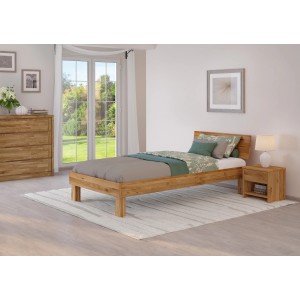 Erst-Holz Massivholzbett Einzelbett Singlebett Holzbett Eiche Geölt Modell 88 Rollrost inkl.