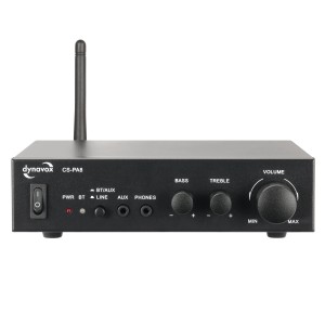 Dynavox Mini-Verstärker Digital CS-PA8 mit Bluetooth, Regler für Bass, Höhen und Lautstärke.