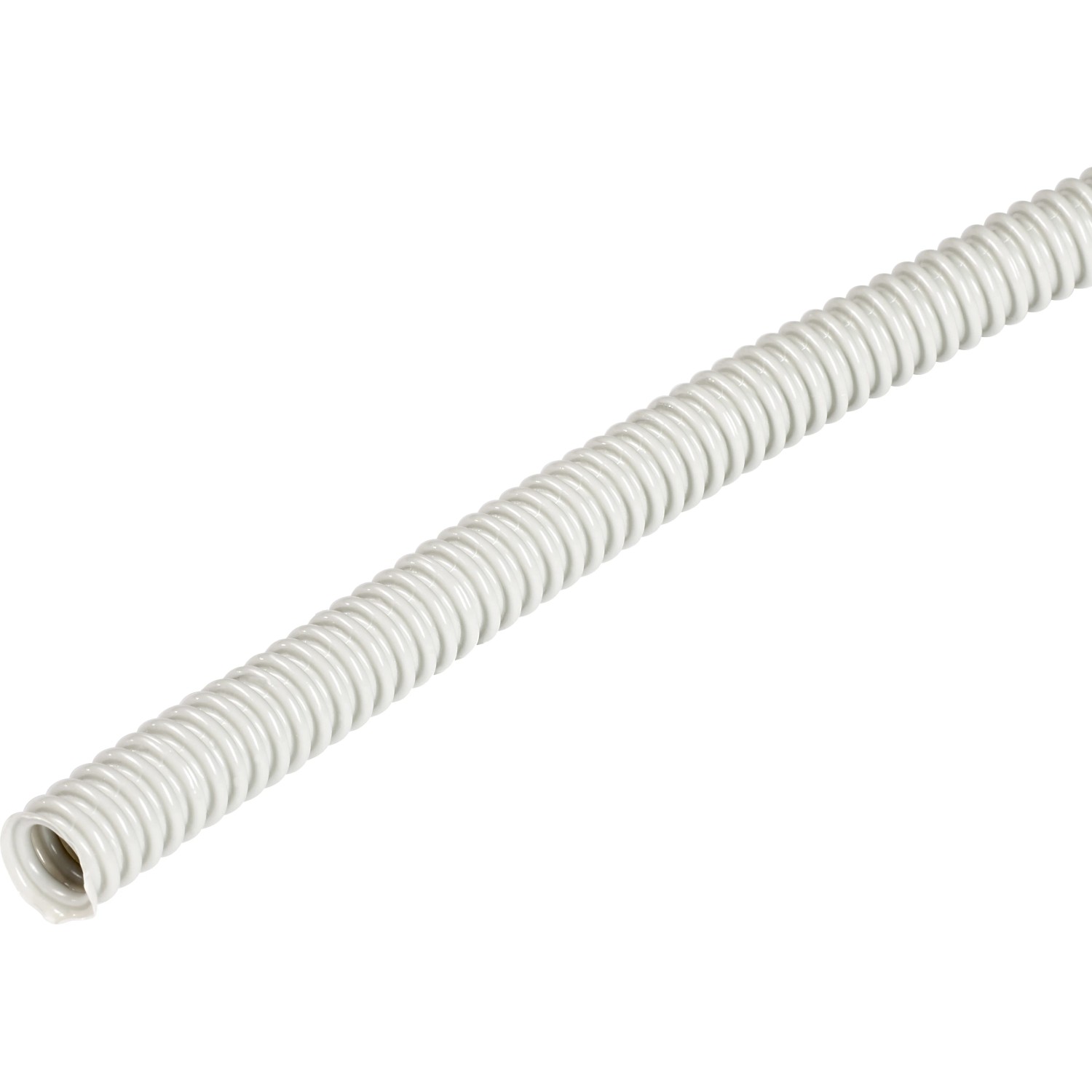 Flexibles, hellgraues Isolierrohr EN 20, 10 m lang, für die Aufputzmontage.