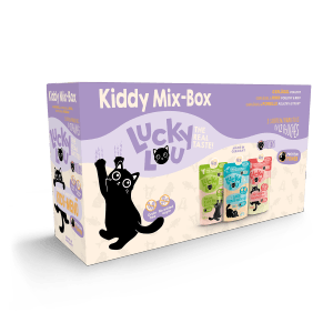 Lucky Lou Katzen-Nassfutter Kitten Multipack, 12 x 125g. Mixbox mit verschiedenen Sorten für junge Katzen.