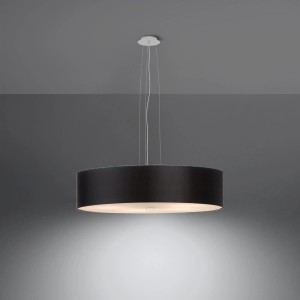 Schwarzer Sollux Lighting Kronleuchter Skala 50 mit weißem Baldachin. Elegante Lampe für Wohnzimmer.