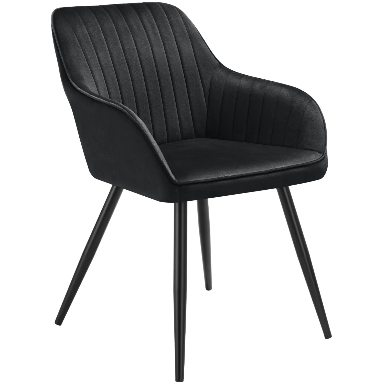 Tectake Esszimmerstuhl Marilyn Gepolstert  In Samtoptik  Gesteppt Durchgehende Lehne  62 x 58 x 82 cm Schwarz Schwarz