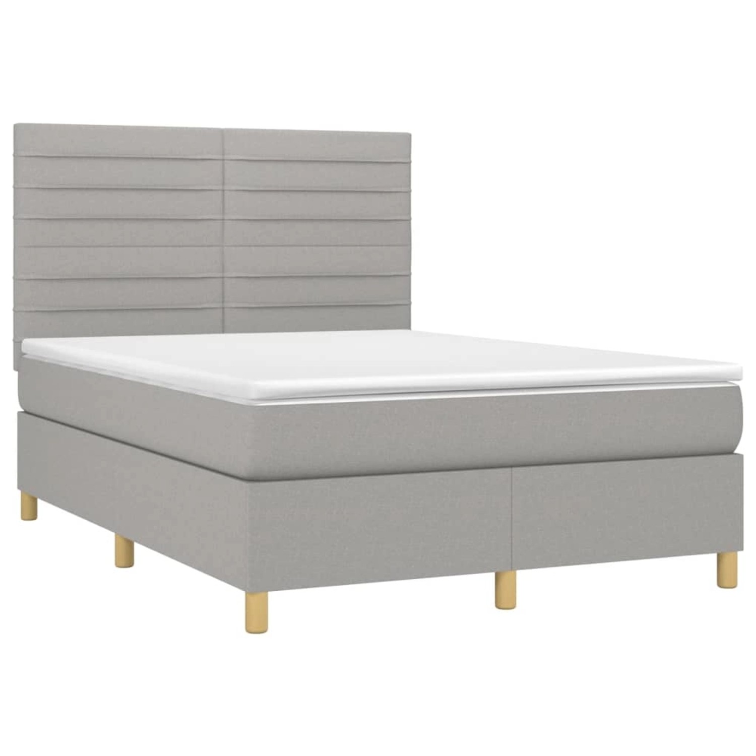 vidaXL Boxspringbett mit Matratze & LED Hellgrau 140x200 cm Stoff 3135517 günstig online kaufen