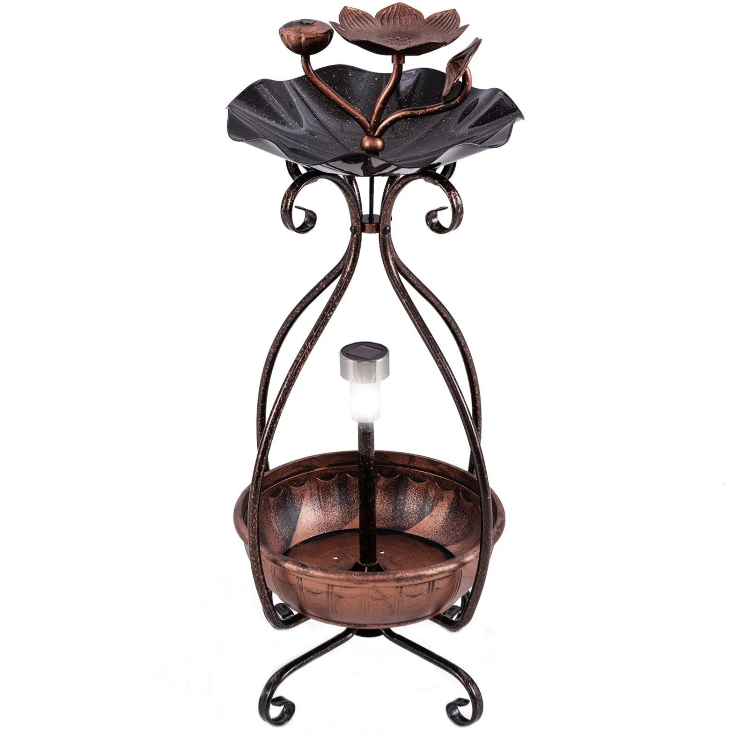 Costway Vogeltränke mit Solarleuchte 79 cm Hoch Bronze günstig online kaufen