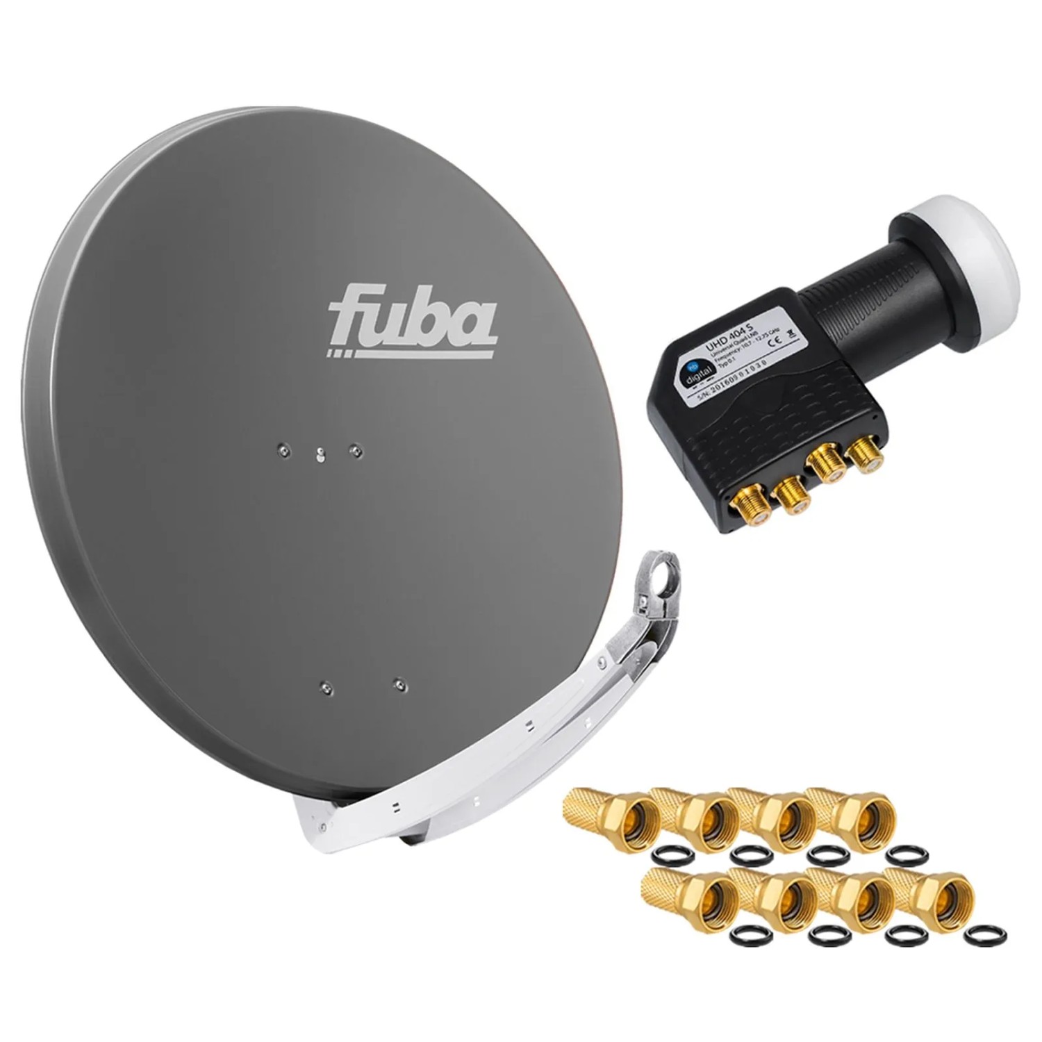 hb-digital Sat Anlage 85cm Fuba DAA 850 Aluminium Anthrazit mit Quad LNB