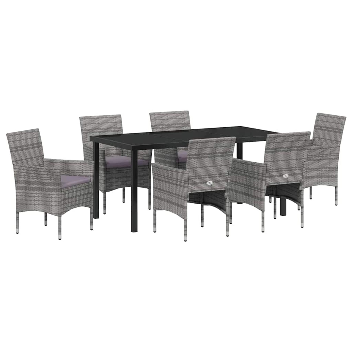 vidaXL 7-Teilige Garten-Essgruppe in Grau aus Poly Rattan 3379734 günstig online kaufen