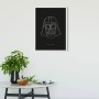 Komar Wandbild Star Wars Vader, 50x70 cm, minimalistische Strichzeichnung auf schwarzem Grund.