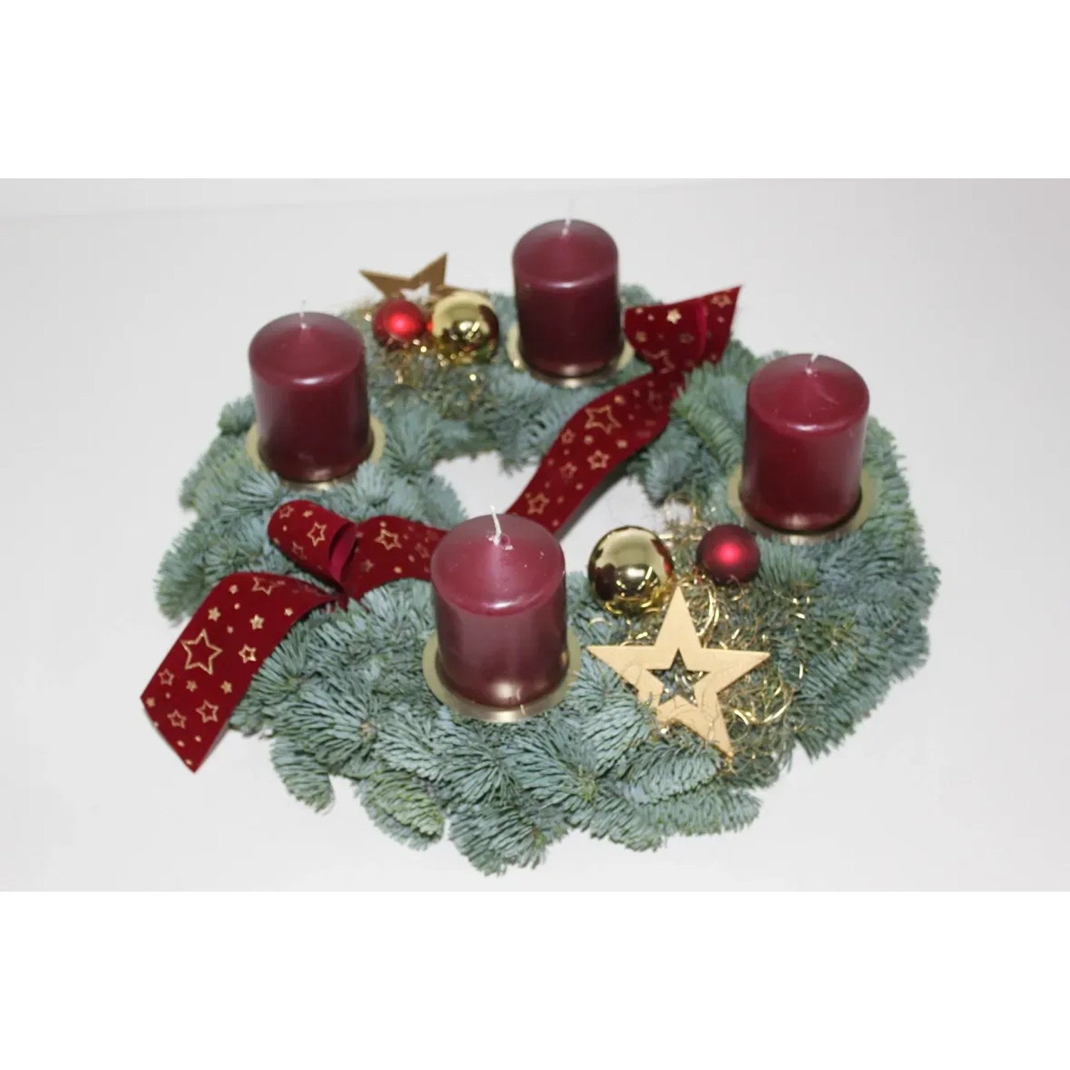 Adventskranz mit 4 Kerze Ø 35 cm Bordeaux
