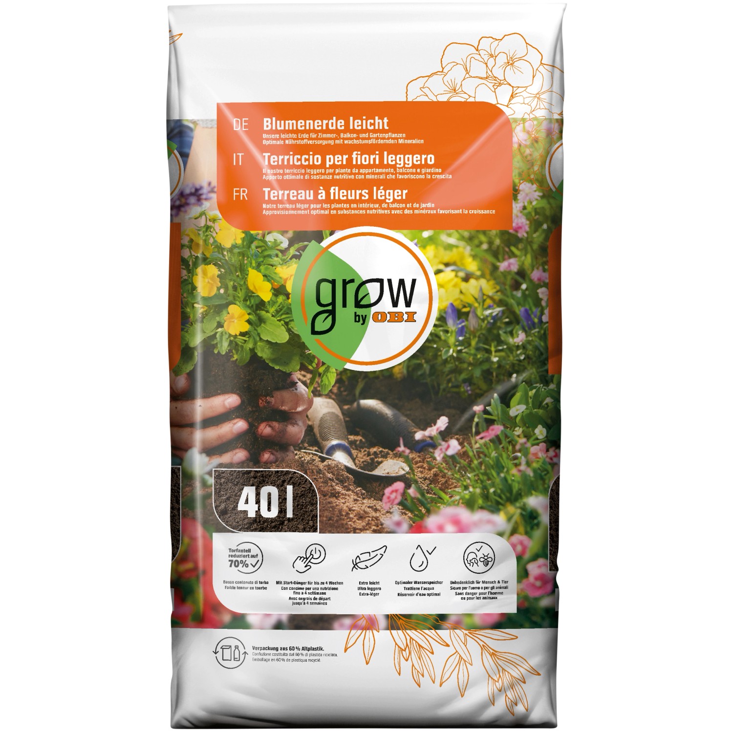 GROW by OBI Blumenerde leicht 40 l