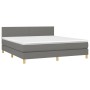 Boxspringbett vidaXL, dunkelgrau, 180x200 cm mit Matratze und Kopfteil.