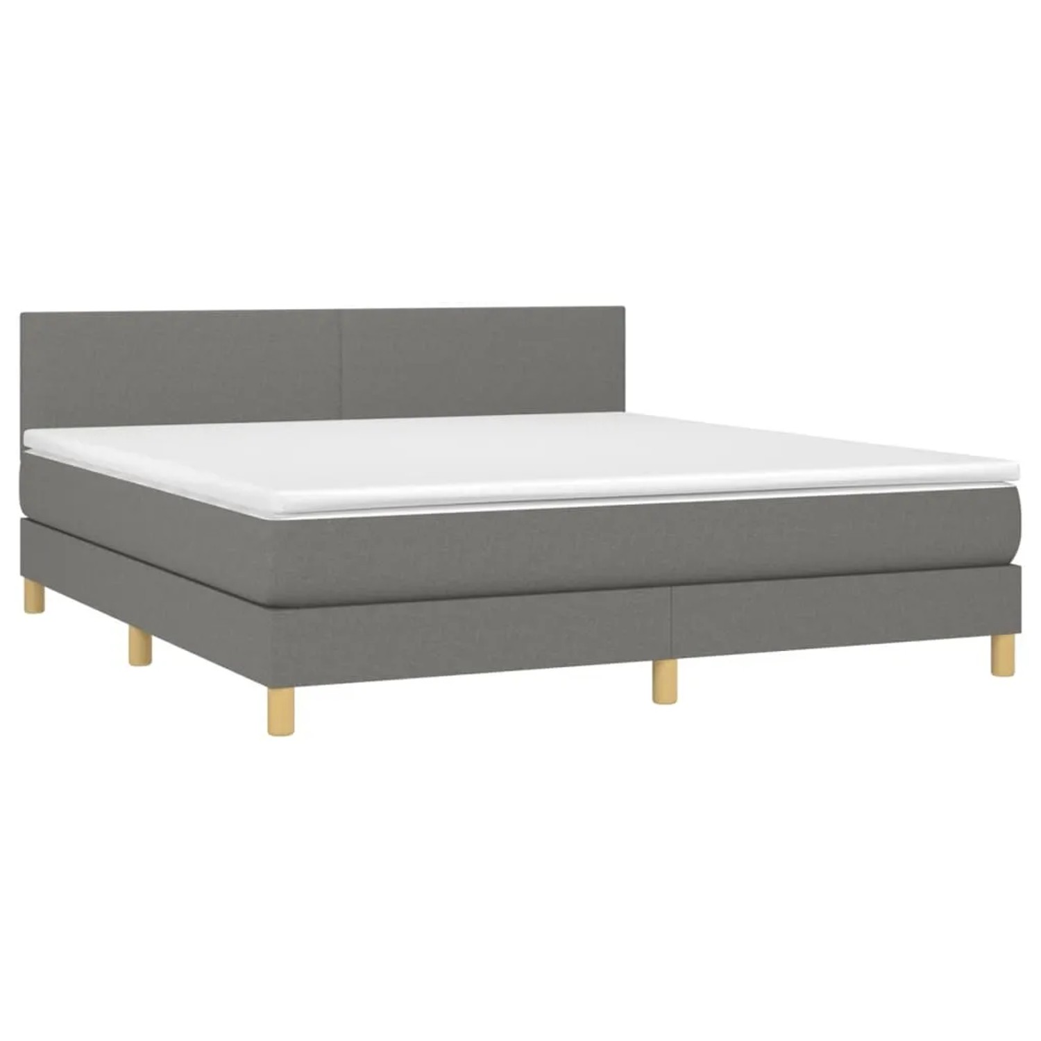 Boxspringbett vidaXL, dunkelgrau, 180x200 cm mit Matratze und Kopfteil.