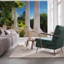 Fototapete Villa Liguria mit Säulen und mediterraner Landschaft im Wohnraum.