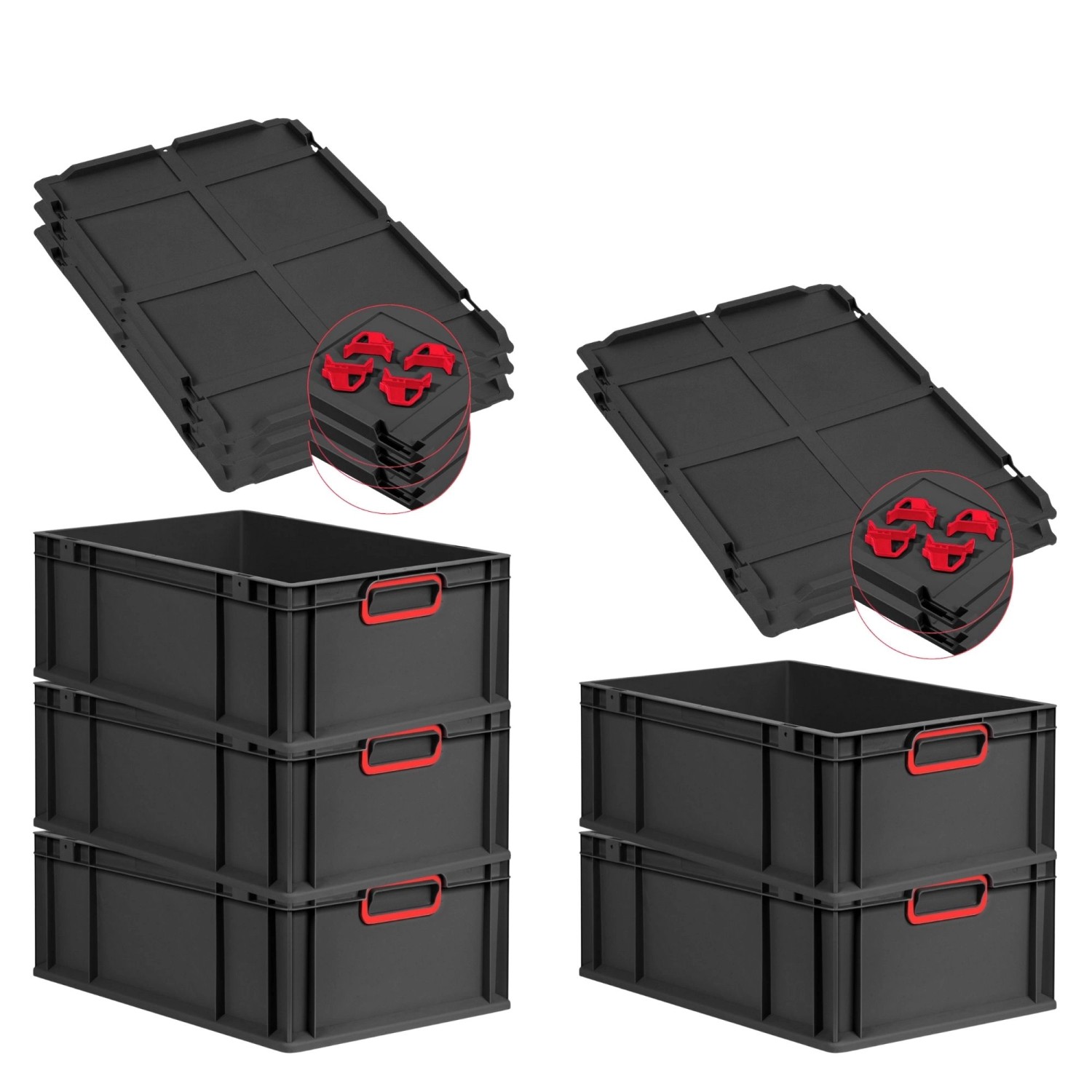 PROREGAL SparSet 5x Eurobox Nextgen Color Mit Auflagedeckel HxBxT 22x40x60c günstig online kaufen