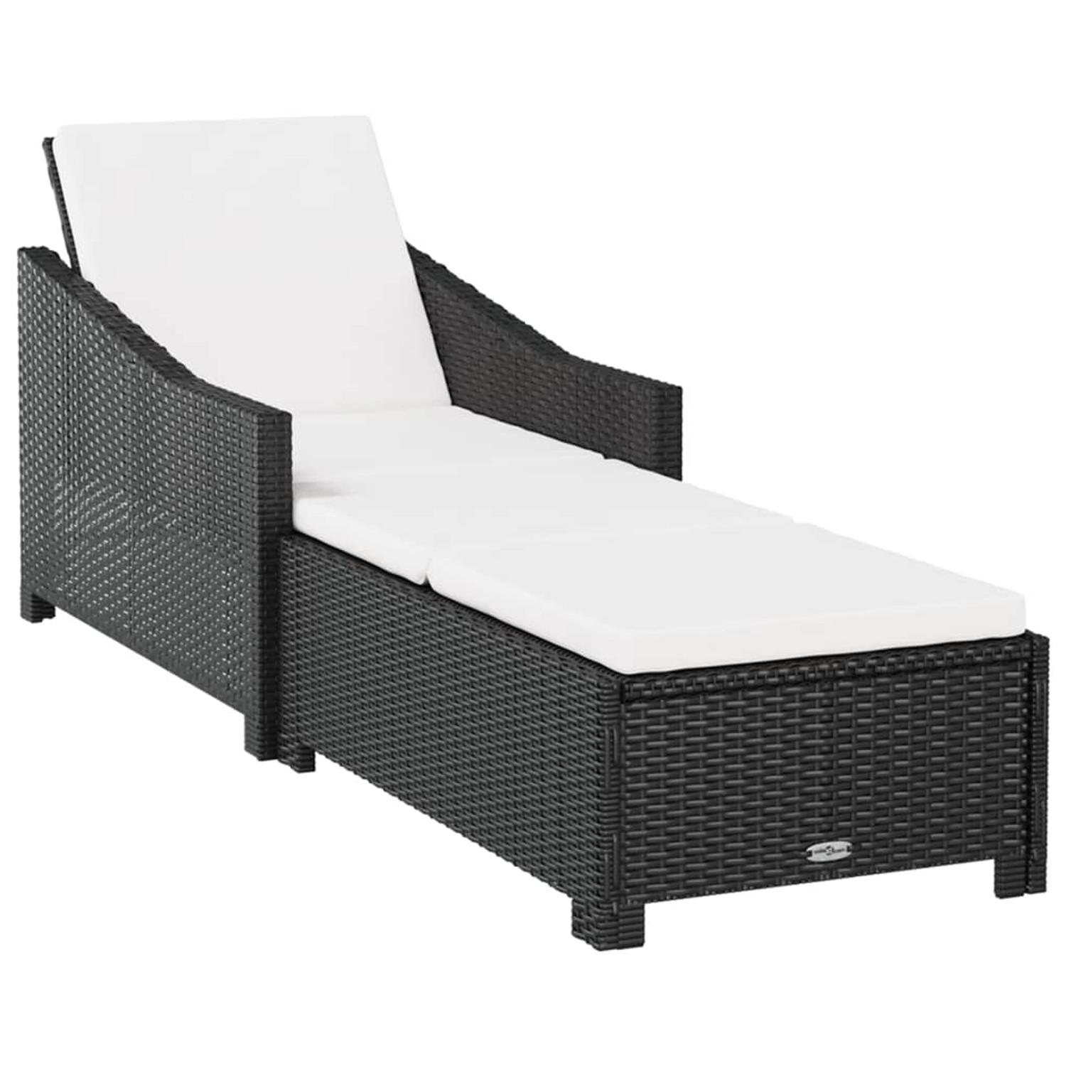 furnicato Sonnenliege mit Cremeweißer Auflage Poly Rattan Schwarz