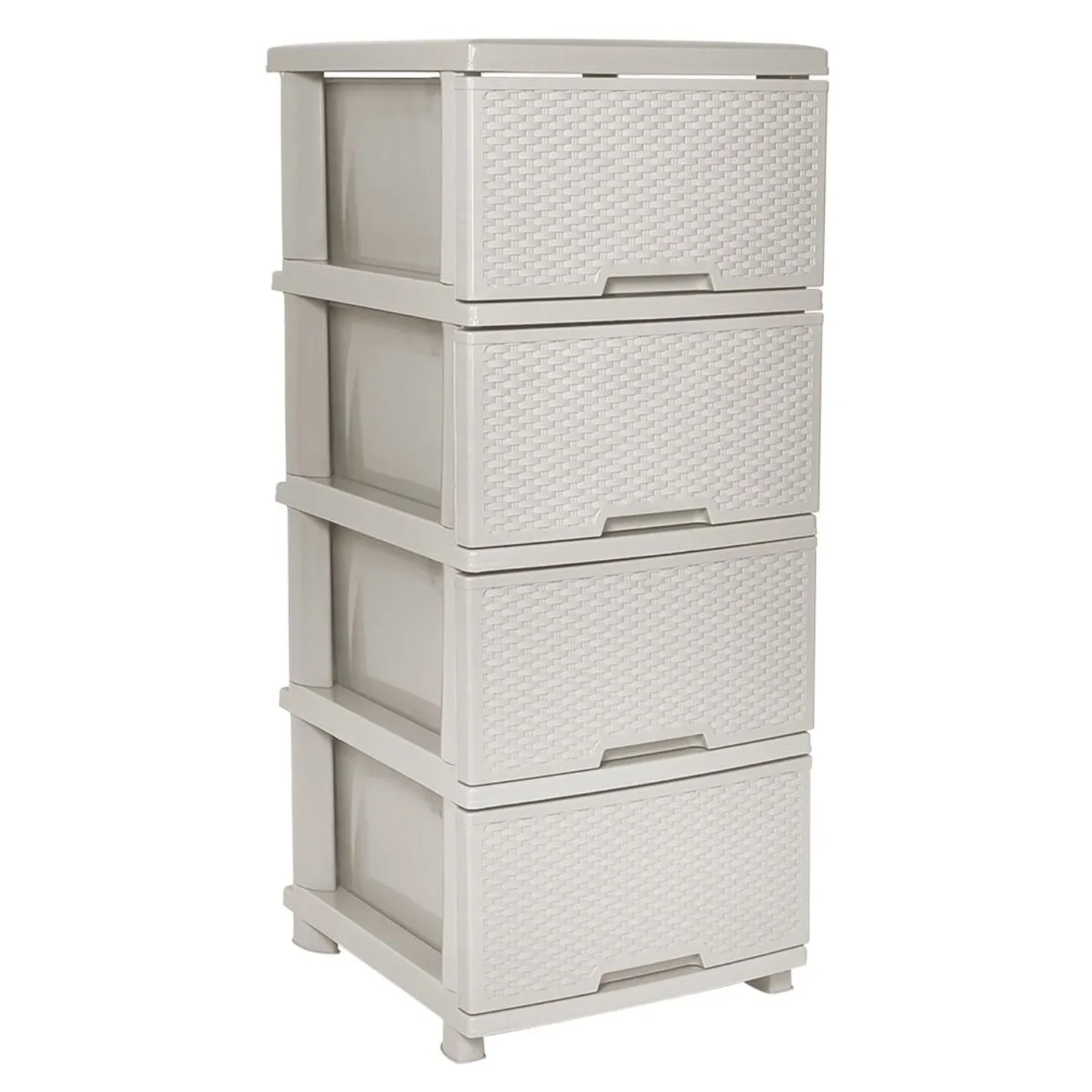 KMND Kommode Rattan mit 4 Schubladen Weiß-Rosa  20842