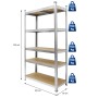 Werkstattregal von ECD Germany, 200x100x50 cm, verzinkt, mit 5 MDF-Platten, bis 750 kg belastbar.