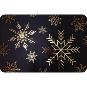 Rechteckiges Venilia Tischset mit goldenen Schneeflocken auf schwarzem Grund, 45x30 cm.