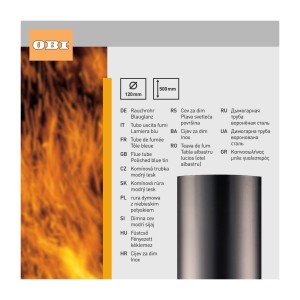 Firefix Rauchrohr, Ø 120 mm, 50 cm, blauglänzend, für Kaminöfen.