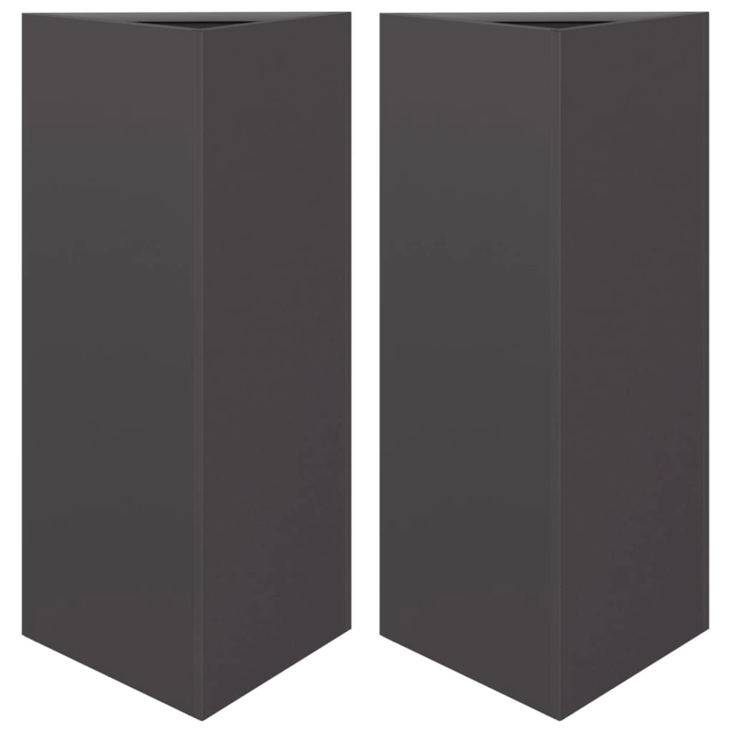 vidaXL Pflanzkübel 2 Stk Schwarz Dreieckig 40x34,5x70 cm Stahl 851158 günstig online kaufen