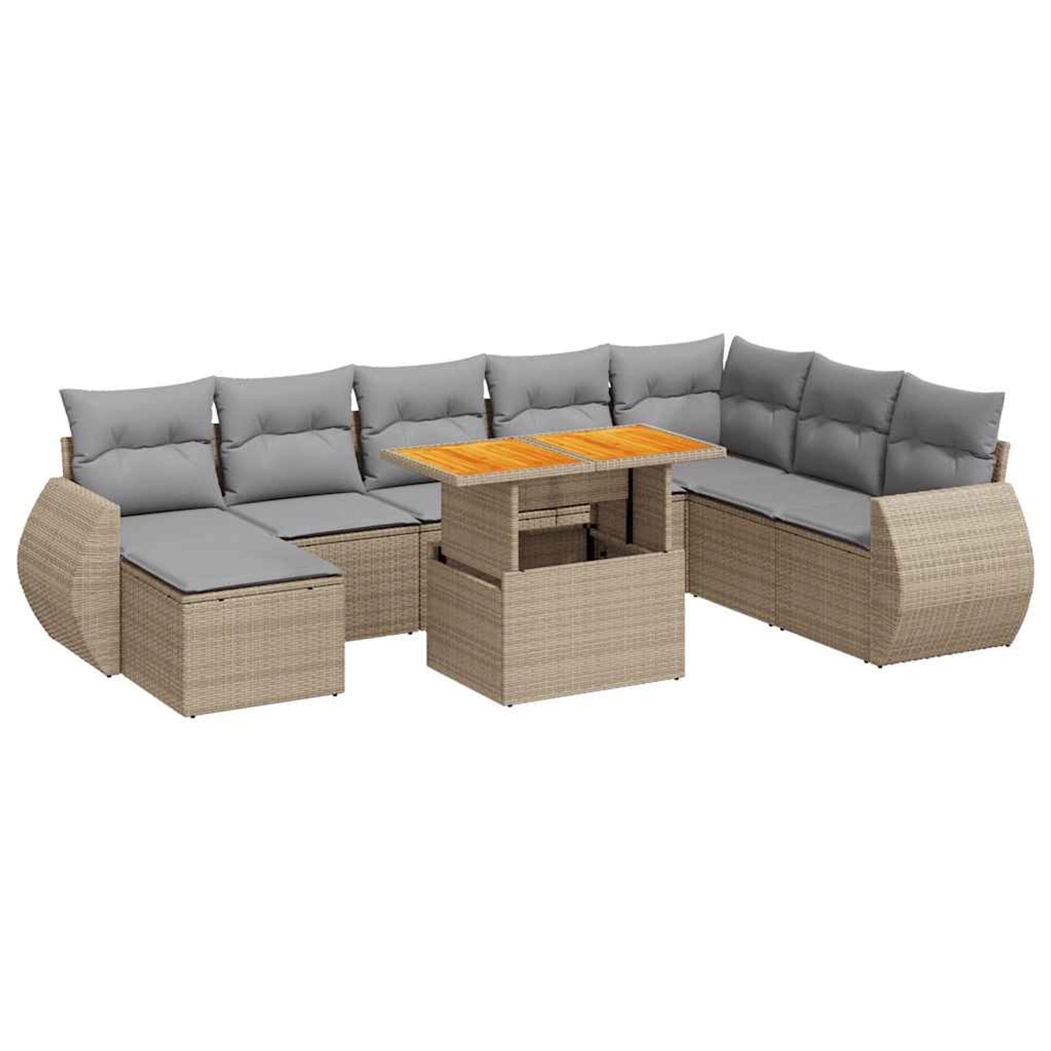 vidaXL 9-Tlg Garten-Sofagarnitur mit Kissen Beige Poly Rattan 3327300 günstig online kaufen