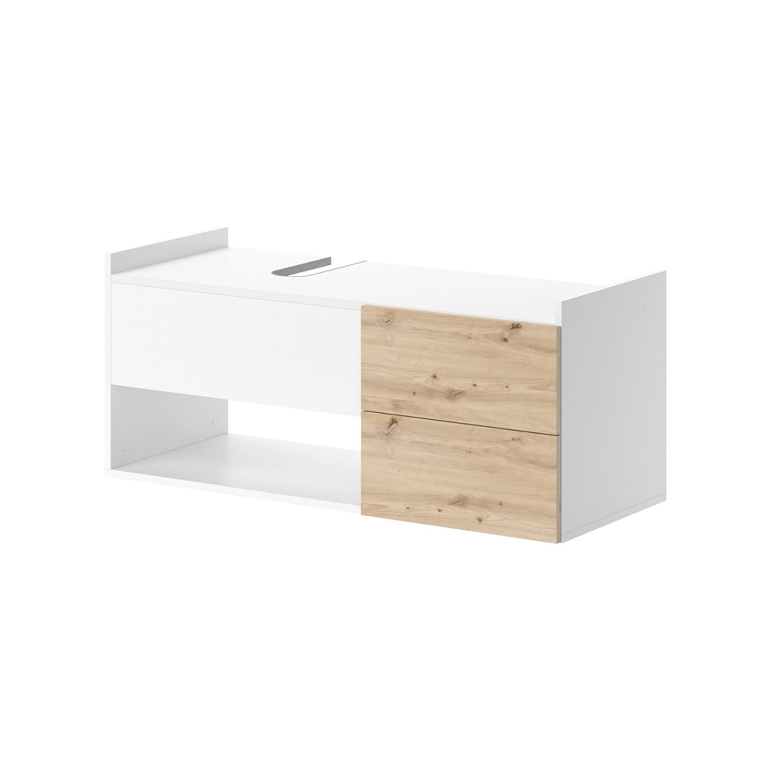 Vicco Waschbeckenunterschrank Alf Weiß/Eiche 105 x 45 cm mit 2 Schubladen