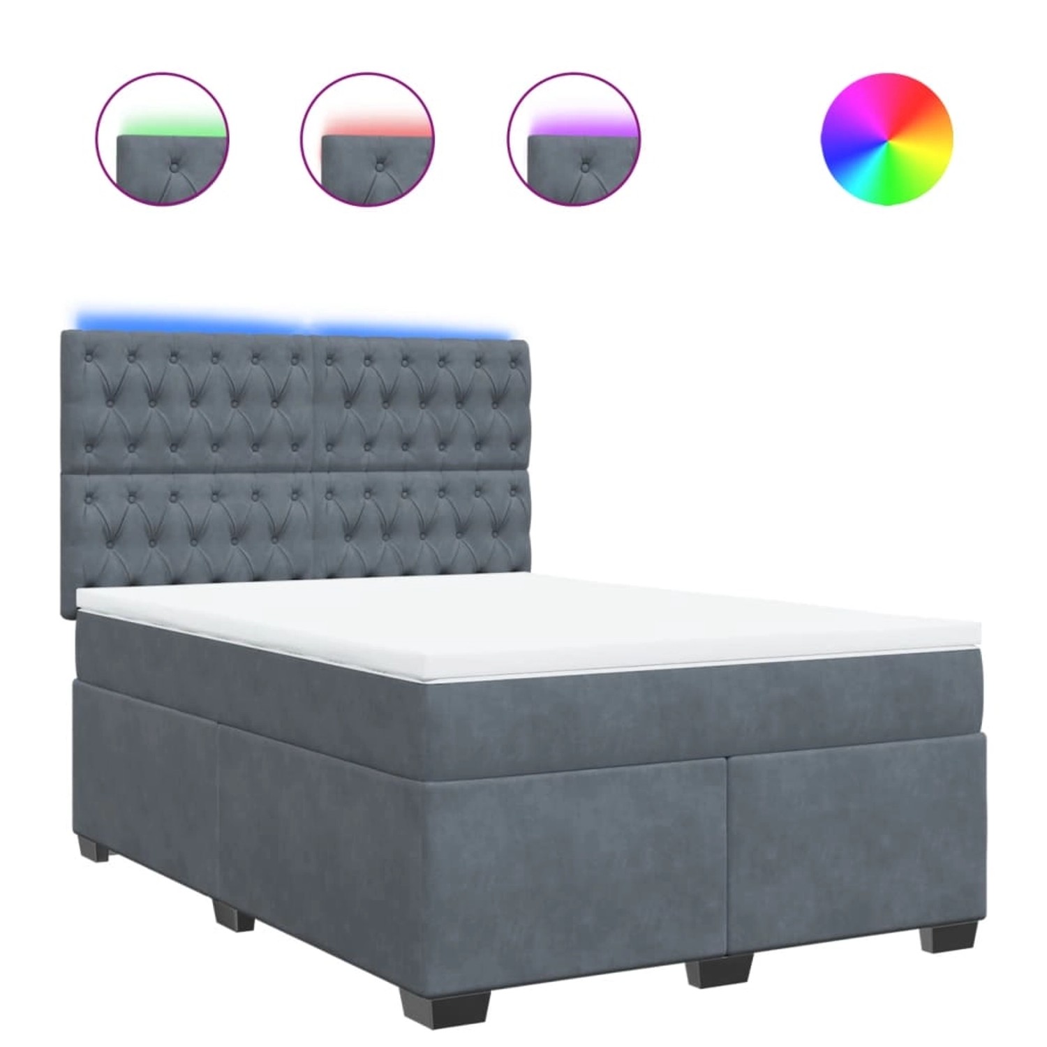 vidaXL Boxspringbett mit Matratze Dunkelgrau 140x190 cm Samt 3293213 günstig online kaufen