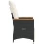 Verstellbarer vidaXL Gartensessel, 2er-Set, schwarz, mit Kissen aus Poly Rattan.