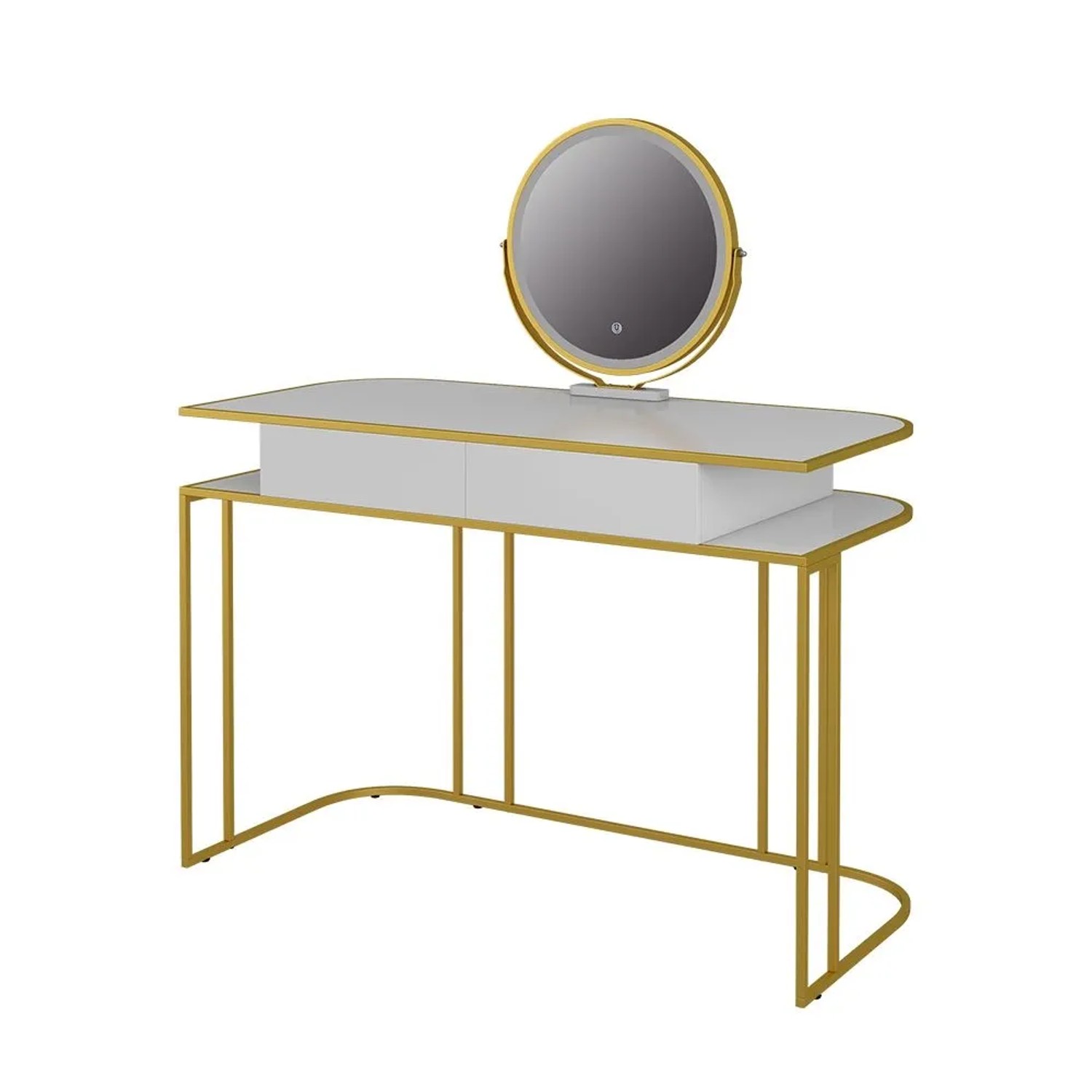 Vicco Schminktisch Tiara Weiß/Gold 110 x 122 mit LED-Spiegel