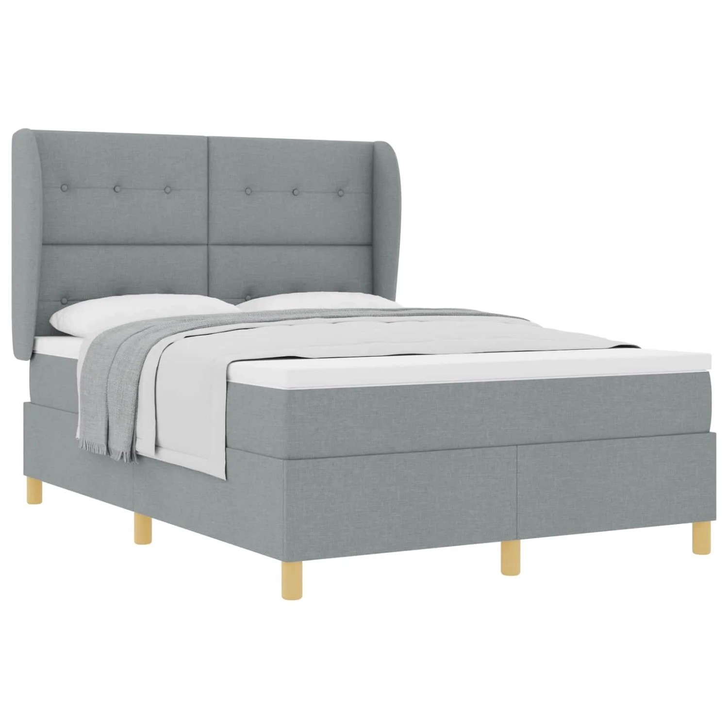 vidaXL Boxspringbett mit Matratze Dunkelgrau 90x190 cm Hellgrau 3340753