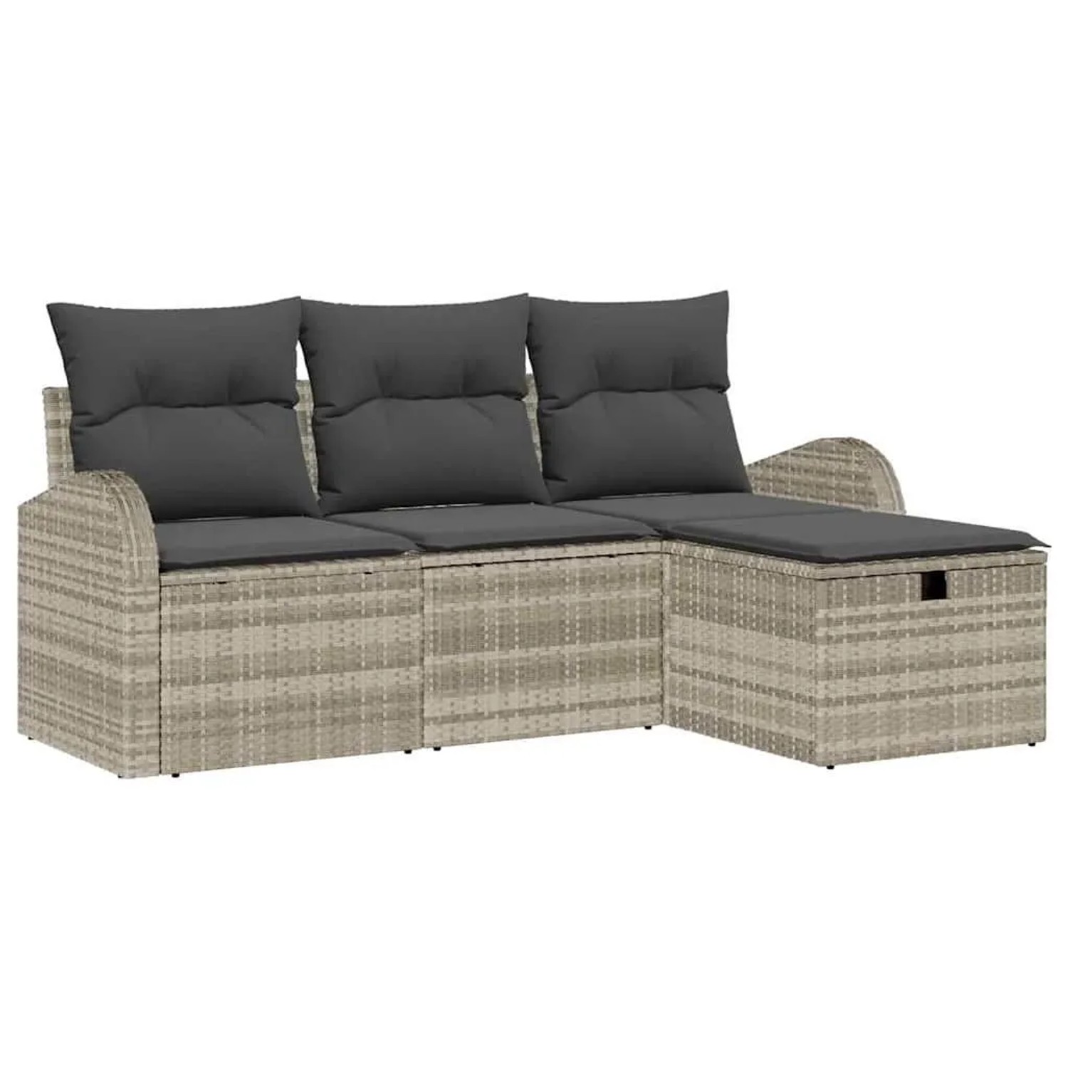 vidaXL Sofa Set mit Kissen mit Speicher 4-Tlg Hellgrau Poly-Rattan 3359051 günstig online kaufen