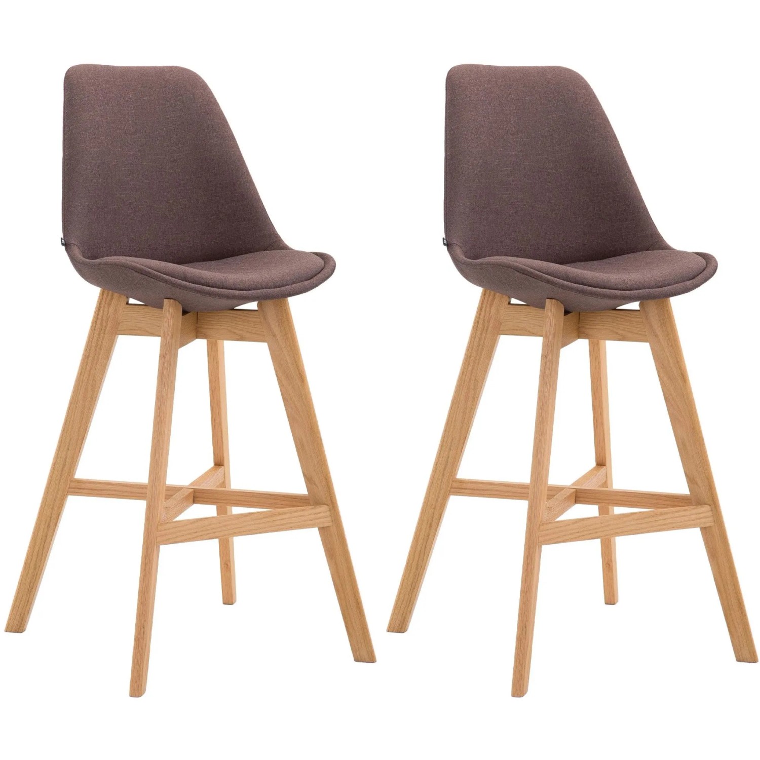 DELUKE 2er Set Barhocker DUMIR Stoff Braun 48x56x112cm Barstuhl Mit Lehne Tresenhocker Tresenstuhl