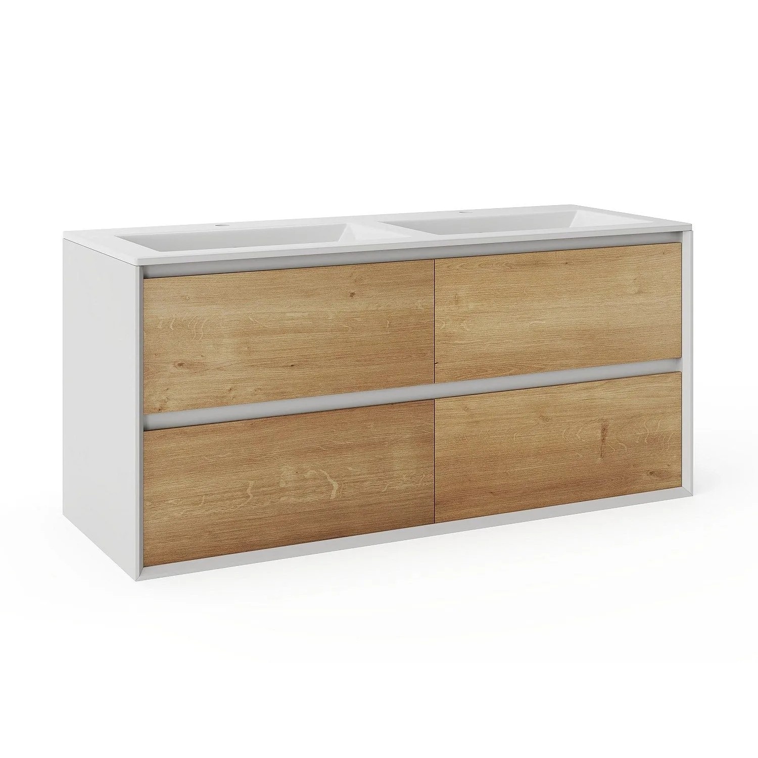 Vente-unique Doppelwaschtisch Lannick Naturfarben Hell  Weiß 120 cm