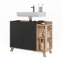 Vicco Waschbeckenunterschrank Karen, Sonoma/Anthrazit, 80 cm breit, mit 2 Türen und Ablagefächern.