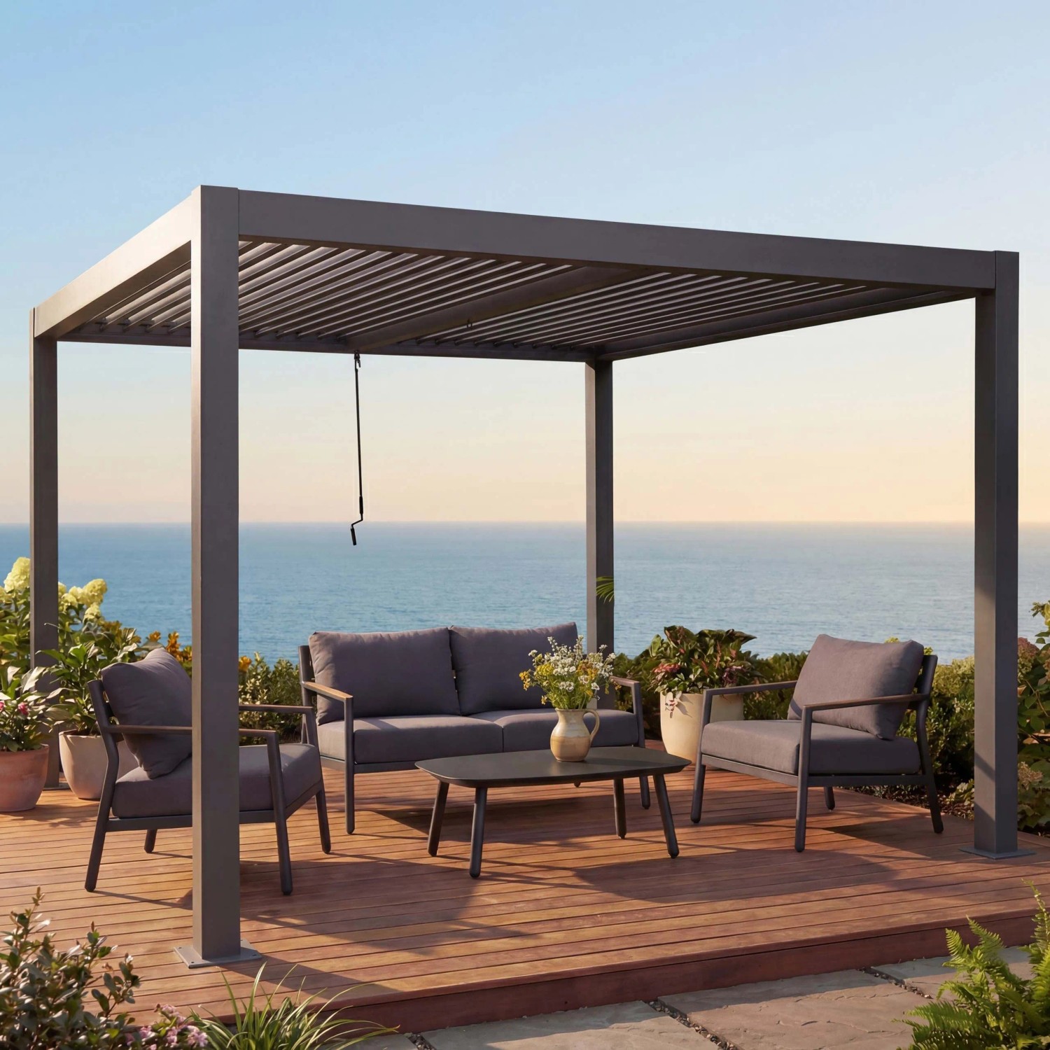 MCW Pergola L46 Anthrazit 10cm-Alu-Gestell 3x4m