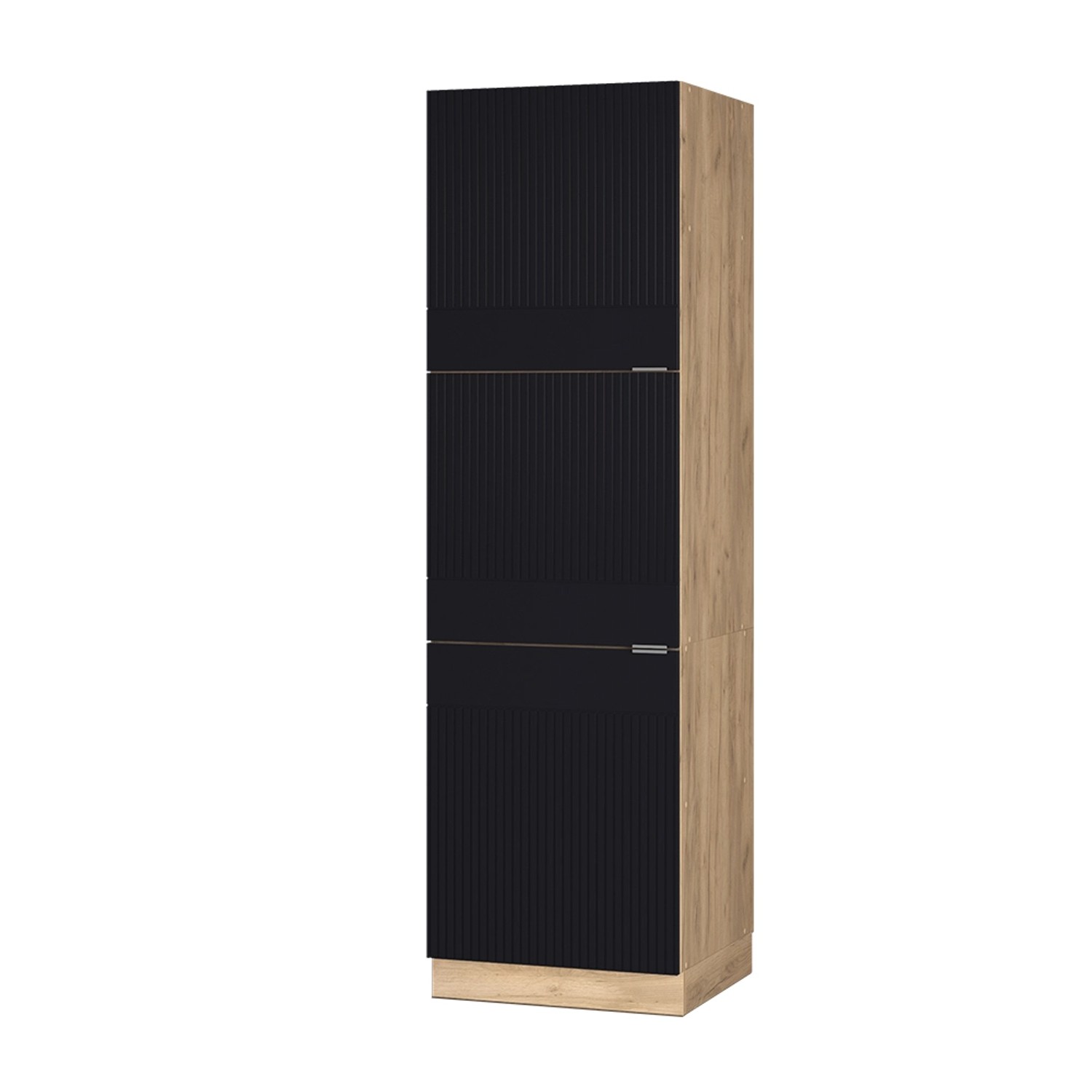 Vicco Herdumbauschrank Fame-Line Schwarz Gestreift 60 cm mit Goldkraft Eich günstig online kaufen
