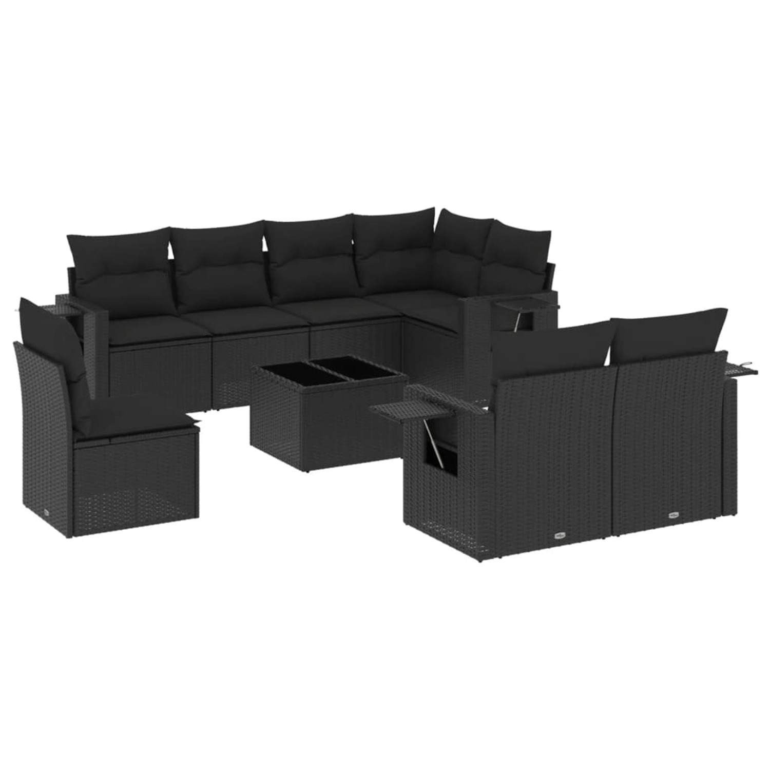 vidaXL 9-tlg Garten-Sofagarnitur mit Kissen Schwarz Poly Rattan Modell 147 günstig online kaufen