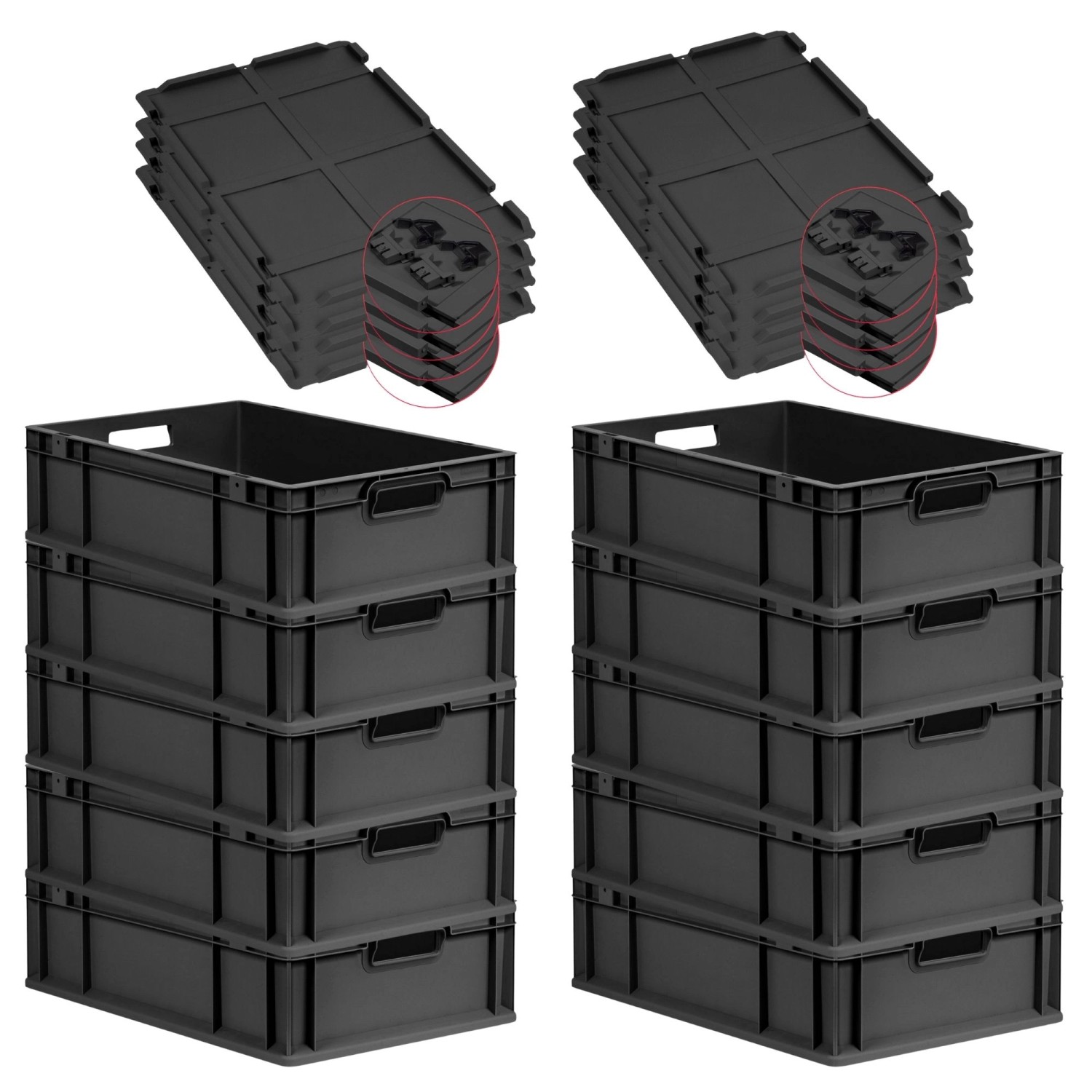 PROREGAL SuperSparSet 10x Eurobox Nextgen Grip Mit Scharnierdeckel Und Schw günstig online kaufen