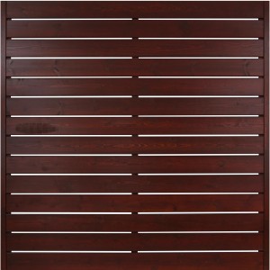 Braunes Sichtschutzzaunelement Faro, lackiert, 180x180 cm, aus Holz mit horizontalen Latten.