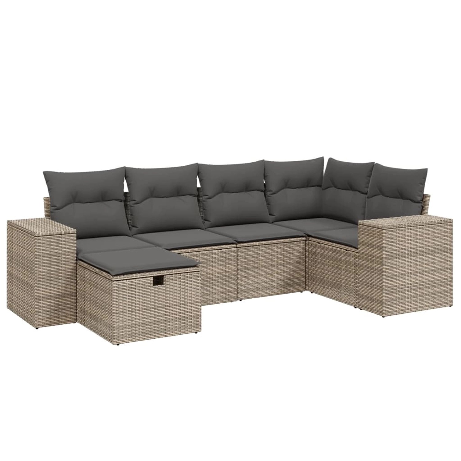 vidaXL 6-Tlg Garten-Sofagarnitur mit Kissen Grau Poly Rattan 3264416 günstig online kaufen