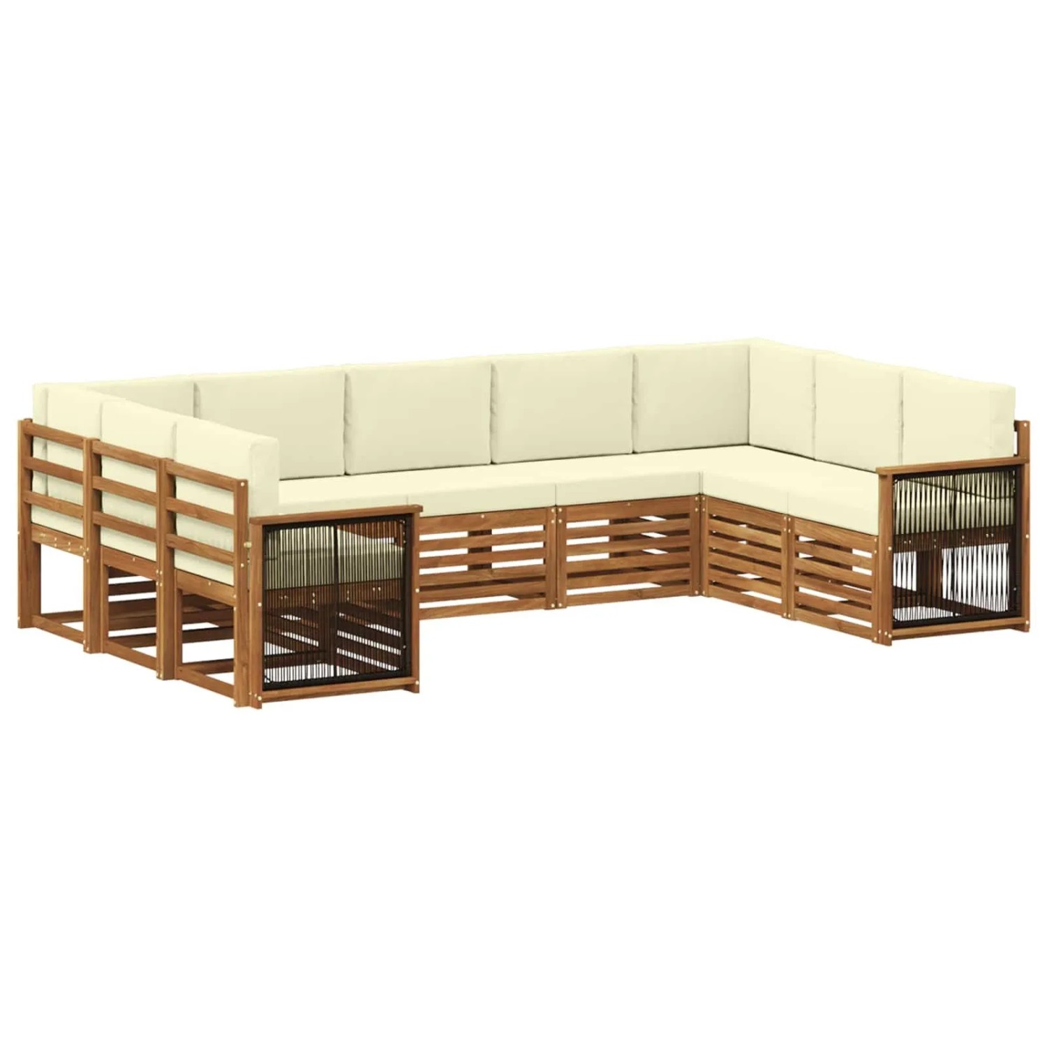 vidaXL Ecksofa Set mit Kissen 7 Stk Natur und Creme 3384831