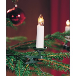 Konstsmide Baumkette mit 16 warmweißen Topbirnen am Weihnachtsbaum.